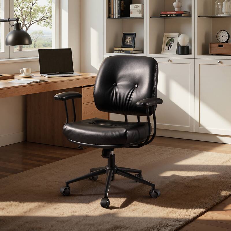 OVIOS Ergonomic PU Office Swivel Chair - Black