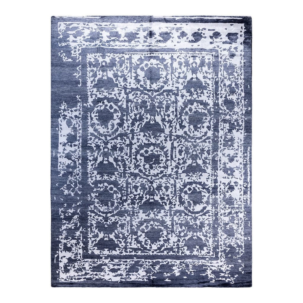 Modern One-of-a-Kind Hand-Knotted Area Rug, Blue - 9' 1" x 12' 0"