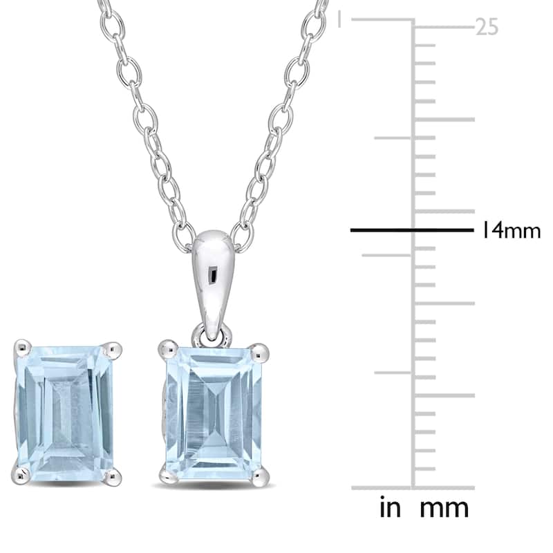 Miadora 3 3/4ct TGW Emerald-Cut & Octagon Sky Blue Topaz Set of Necklace & Earrings Sterling Silver