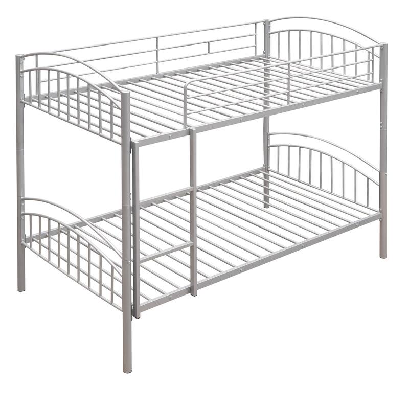 Twin Over Twin Steel Bunk Bed with Guardrails