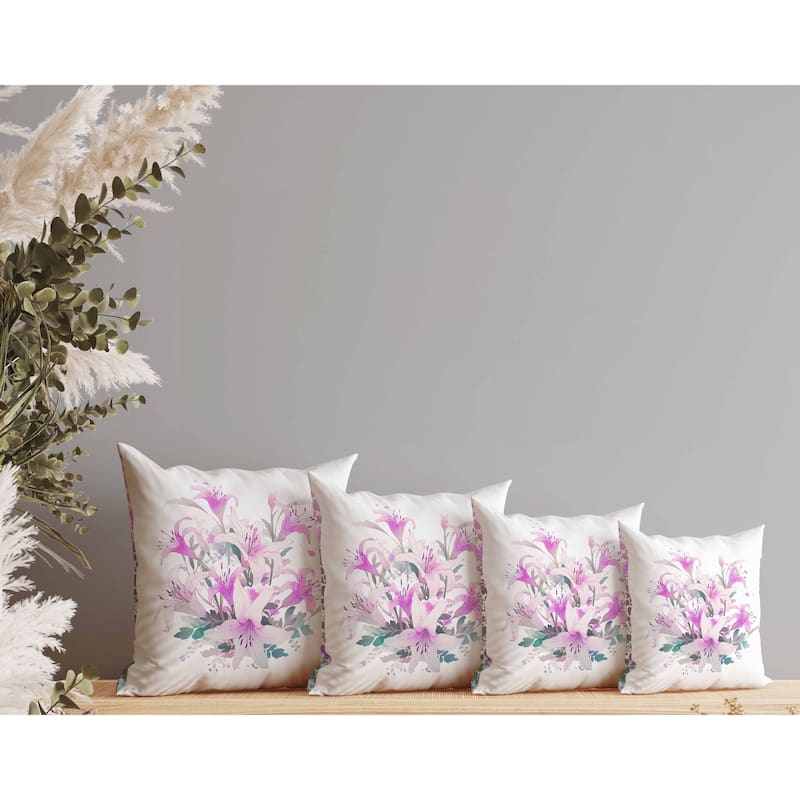 Lily Mist Serenity Indoor/Outdoor Reversible Throw Pillow Pink and Blue