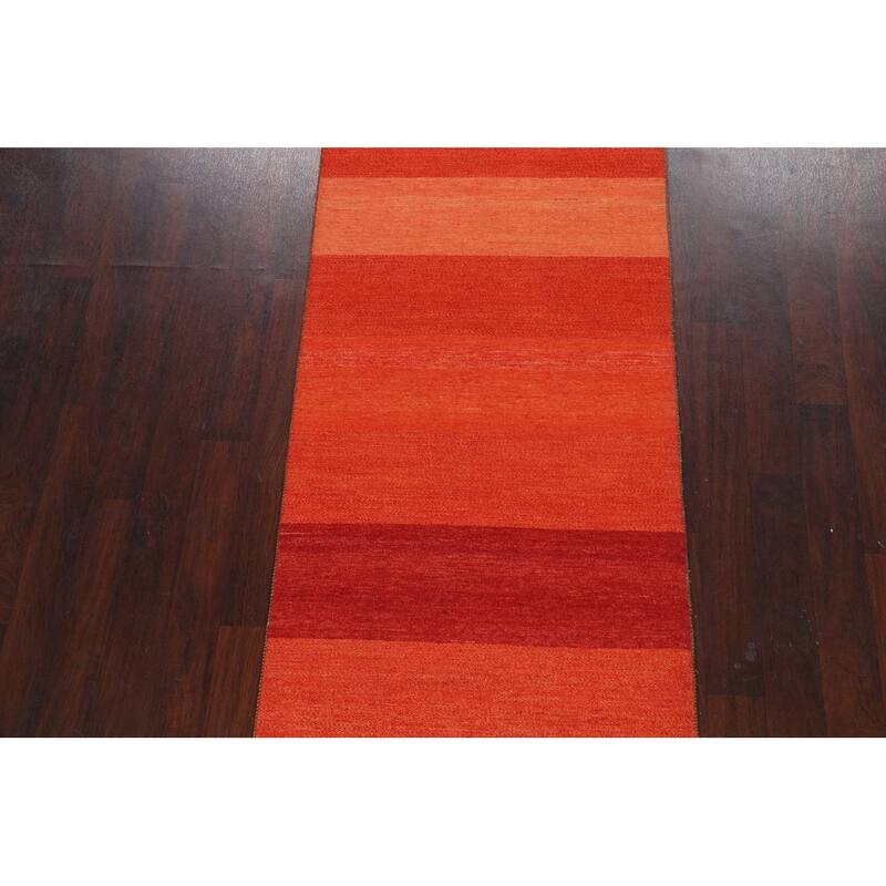 Contemporary Gabbeh Kashkoli Oriental Runner Rug Wool Hand-knotted - 3'2" x 15'6"