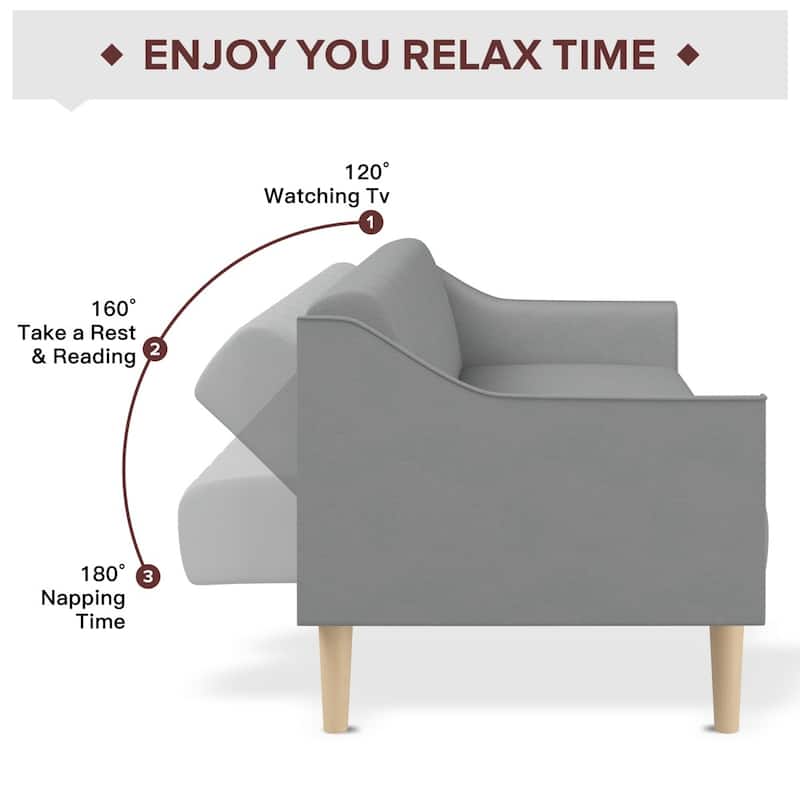 74.02" Modern Velvet Sofa Bed with Adjustable Backrest