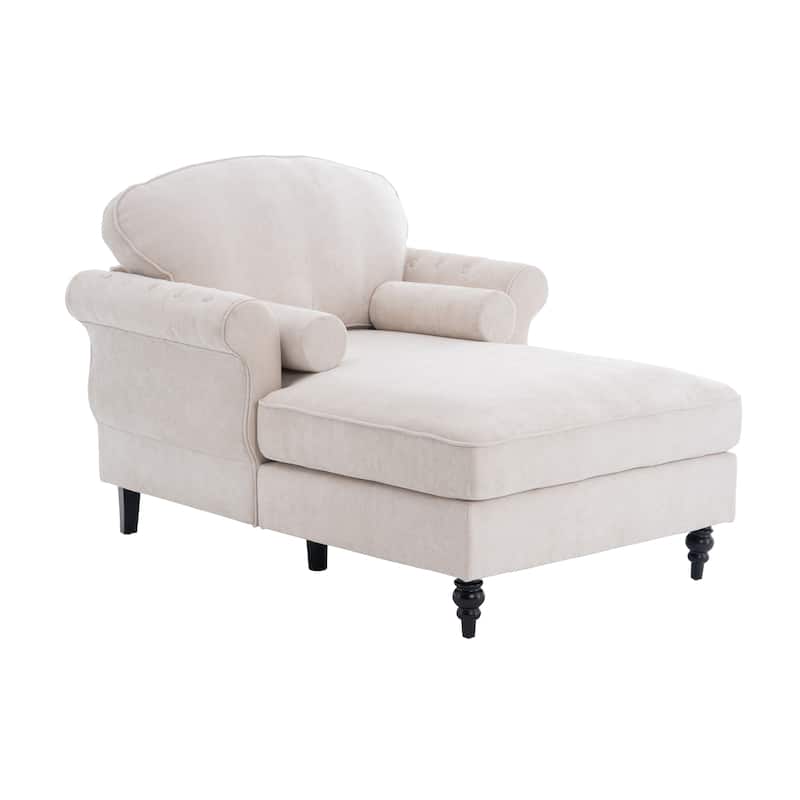 Anmytek Oversized Chenille Chaise Lounge Sofa Bed - Wide Seat Lazy Sleeper Reading Armchair