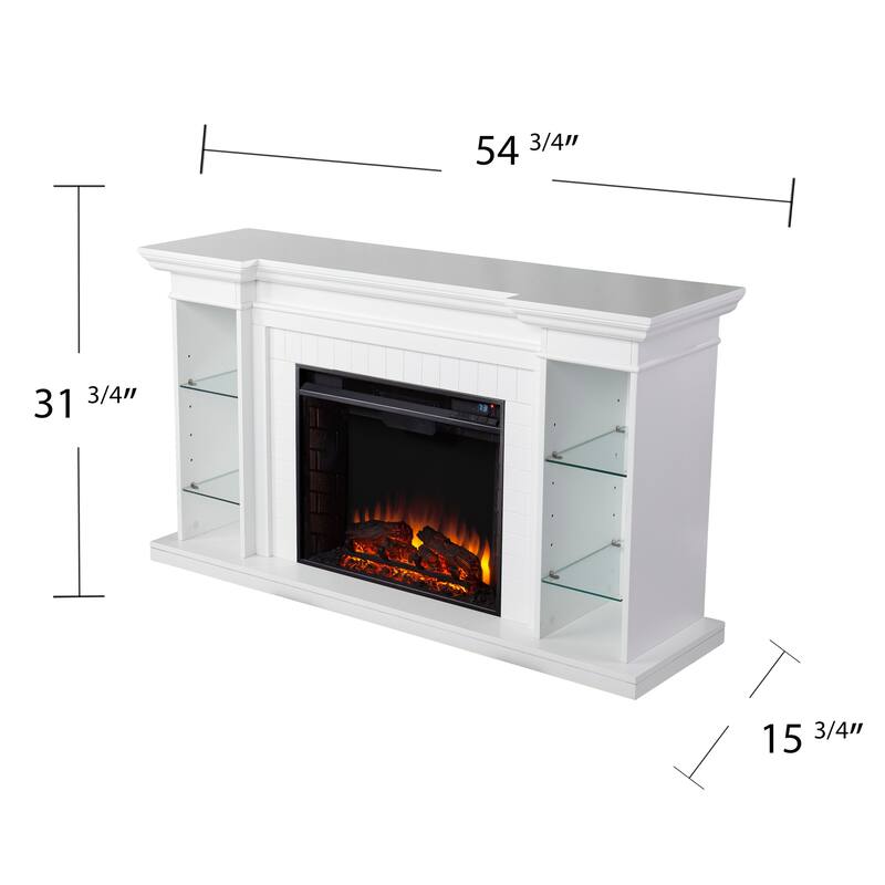 SEI Furniture Hazeltine White Wood Curio Electric Fireplace