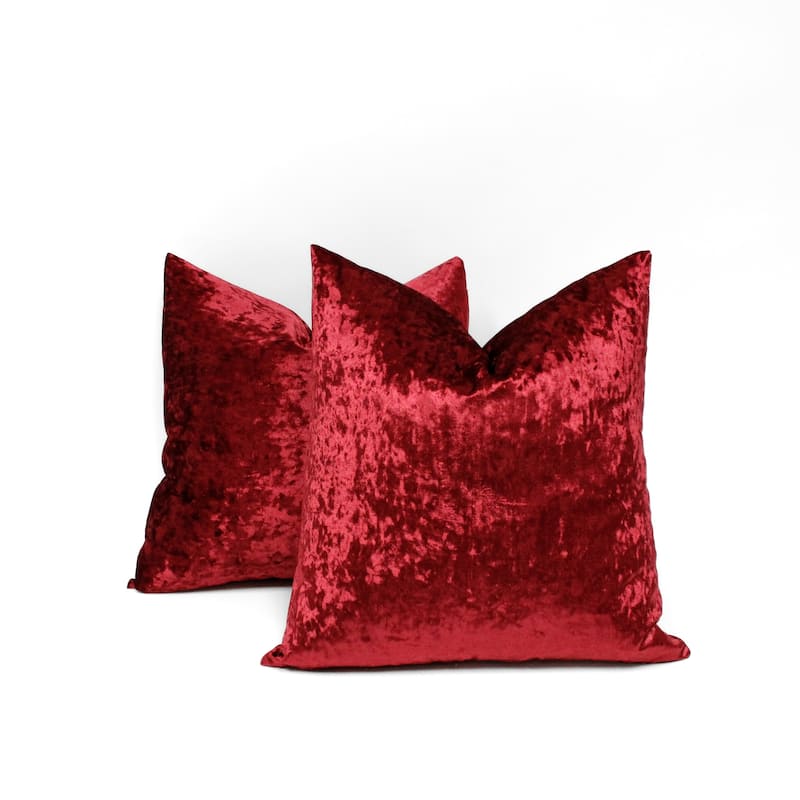 Glow's Avenue Square Velvet Solid Color Throw Pillow Cover Set of 2 - Burgundy - 20"W x 20"H