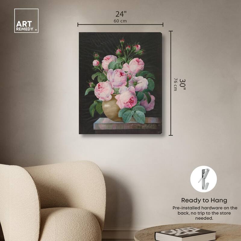 Pink Roses in a Vase Canvas by Art Remedy, Gallery Wrapped