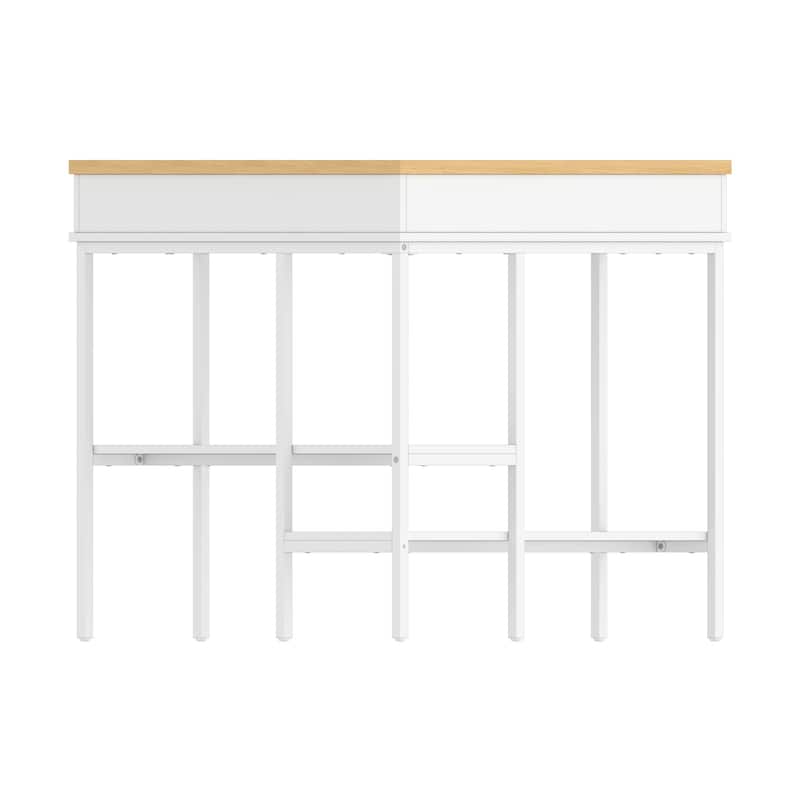 360° Rotating Corner Desk with Pull-Out Keyboard Tray – Small Space L-Shaped Computer Desk White & Oak