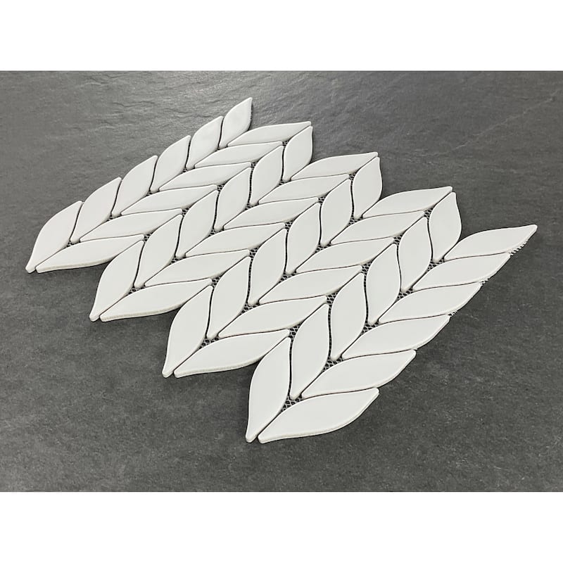 Porcelain Mosaic Tiles - White Petal Matte Porcelain Wall & Floor Tile - Case (15 Sheets)