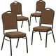 preview thumbnail 4 of 25, 4 Pack Crown Back Stacking Banquet Chair Coffee Fabric/Gold Vein Frame