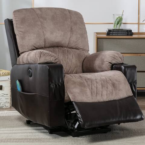 Power Lift Recliner Chair with Heated and Vibration Massage with USB Port, 2 Cup Holders