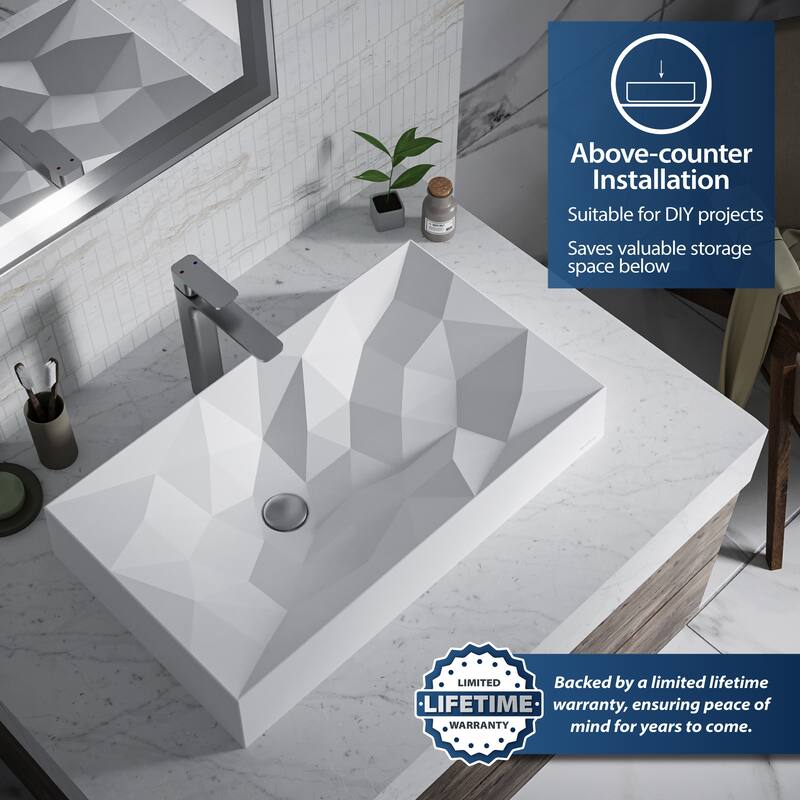 Karran Diamond Quartz 28 inch Bathroom Vessel Sink