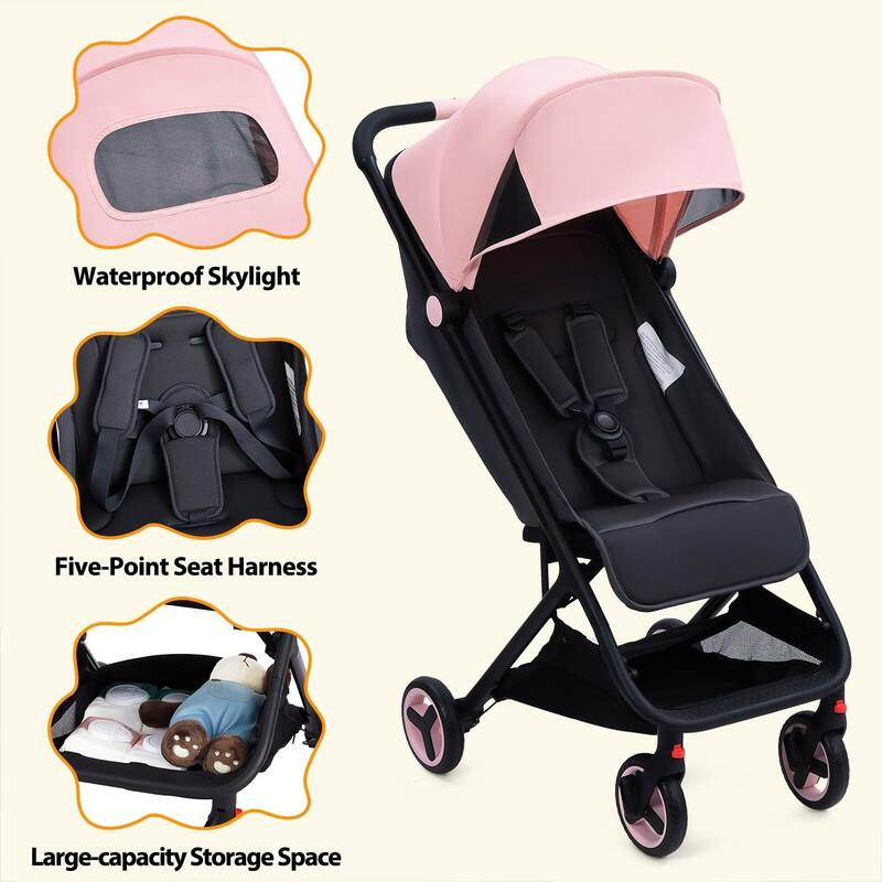 Compact One-Hand Fold Travel Stroller for Airplane Friendly