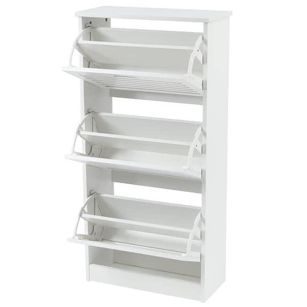 White Wood 12 Pair Shoe Storage Cabinet Overstock 31285080
