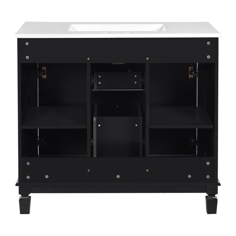 36'' Bathroom Wood Storage Vanity Cabinet with Ceramic Sink, Drawers