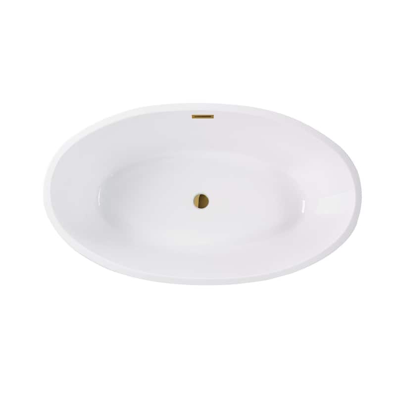 Vanity Art 69" Freestanding Acrylic Soaking Bathtub with Slotted Overflow & Pop-up Drain