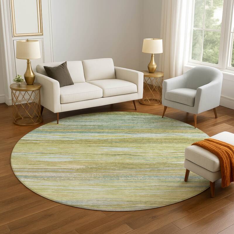Premium Washable Super Soft Modern Stripes Mayfield Rug - Sage - 8' x 8'
