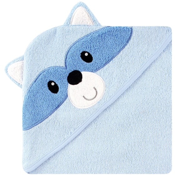 slide 1 of 1, Luvable Friends Baby Boy Cotton Animal Face Hooded Towel, Raccoon, One Size - Raccoon - One Size One Size - Raccoon