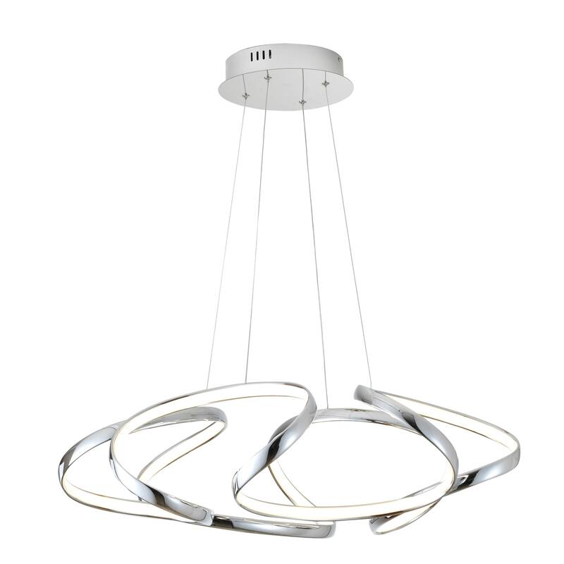 Modern Chrome Cluster Chandelier Light - Aluminium Suspension Lamp with Remote Control - 9.5