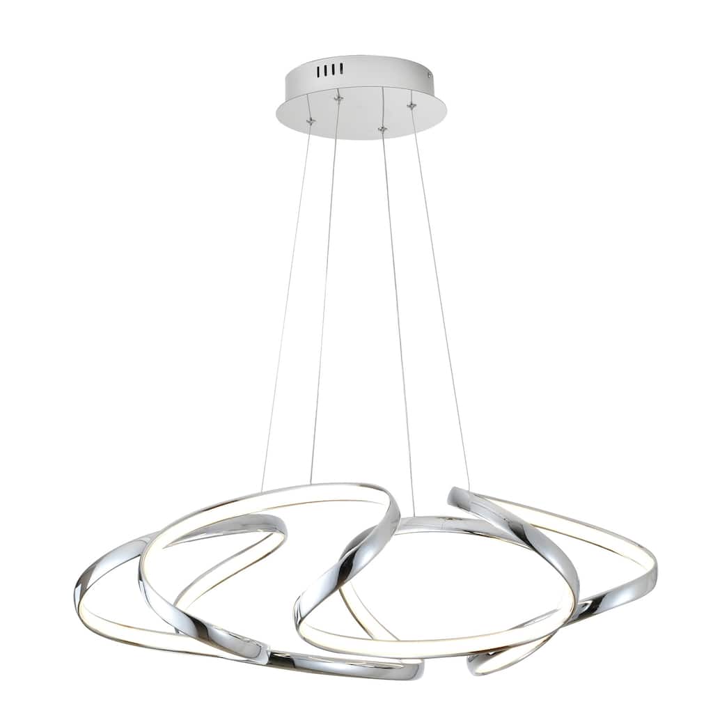 Modern Chrome Cluster Chandelier Light - Aluminium Suspension Lamp with Remote Control - 9.5