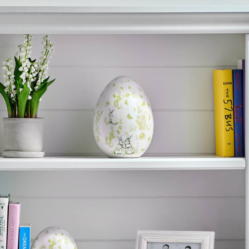 8"Dolomite Bunny Toile Egg