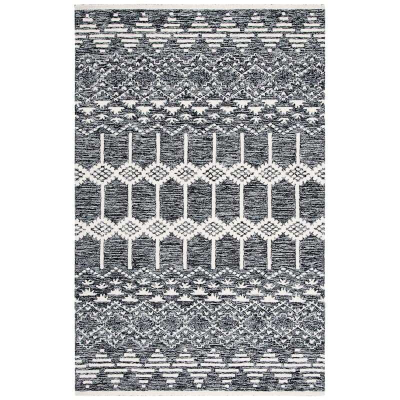 SAFAVIEH Handmade Metro Benilde Wool Rug - 6' Square - Black/Ivory