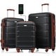 preview thumbnail 27 of 50, Luggage Set of 3, with USB Port, Cup Holder, Spinner Wheels Black