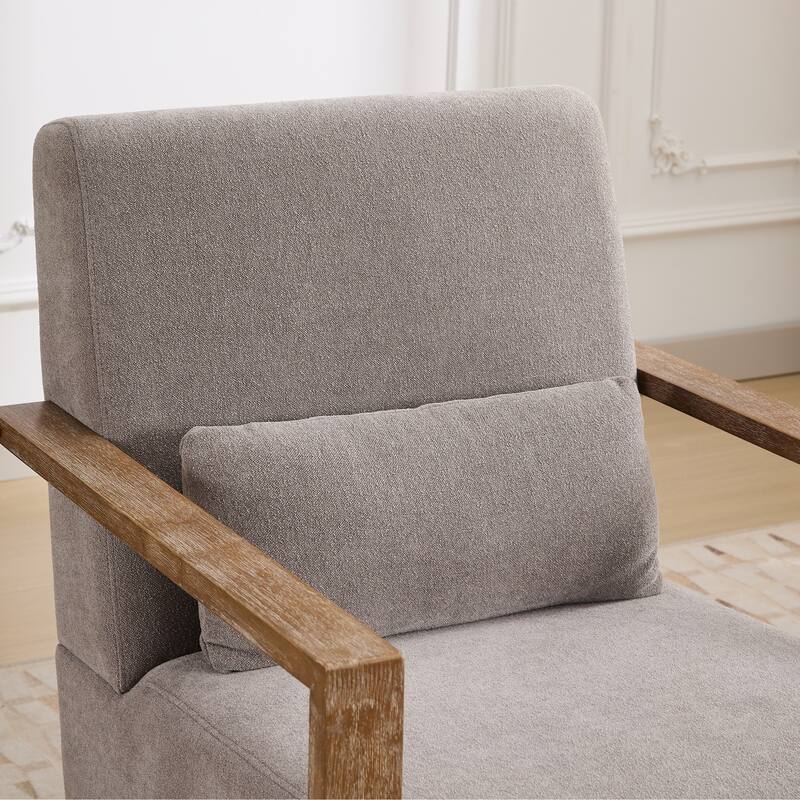 Mid-Century Boucle Upholstered Swivel Armchair With Pillow