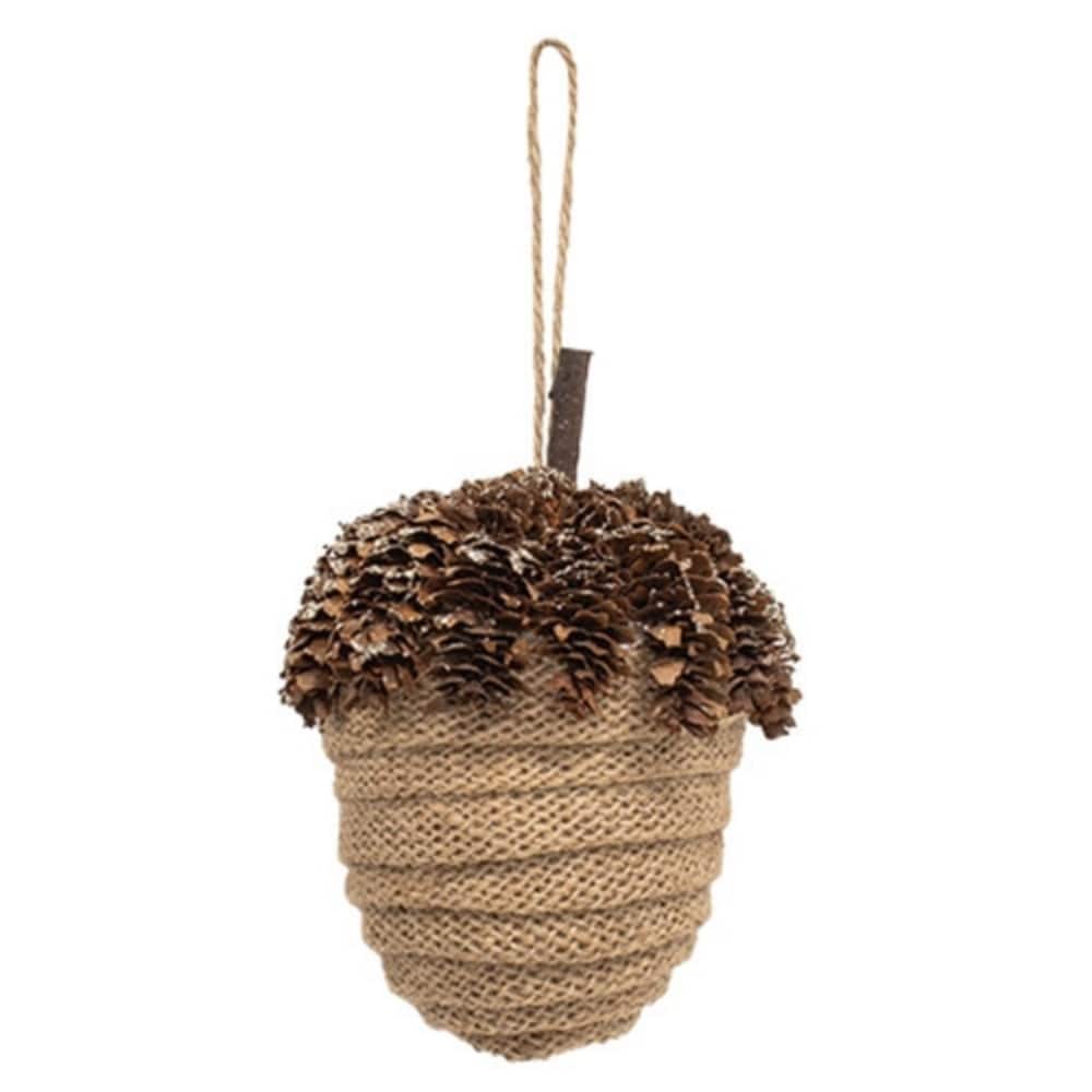 Tan Acorn Glittered Ornament for Christmas Tree Decoration - 5-Inch Height