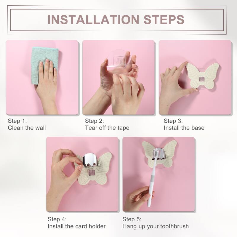Wall Mounted Toothbrush Holder, Wall Toothbrush Holder for Bathrooms, Cute Hanging Toothbrush Holder, 4.33"x3.35"