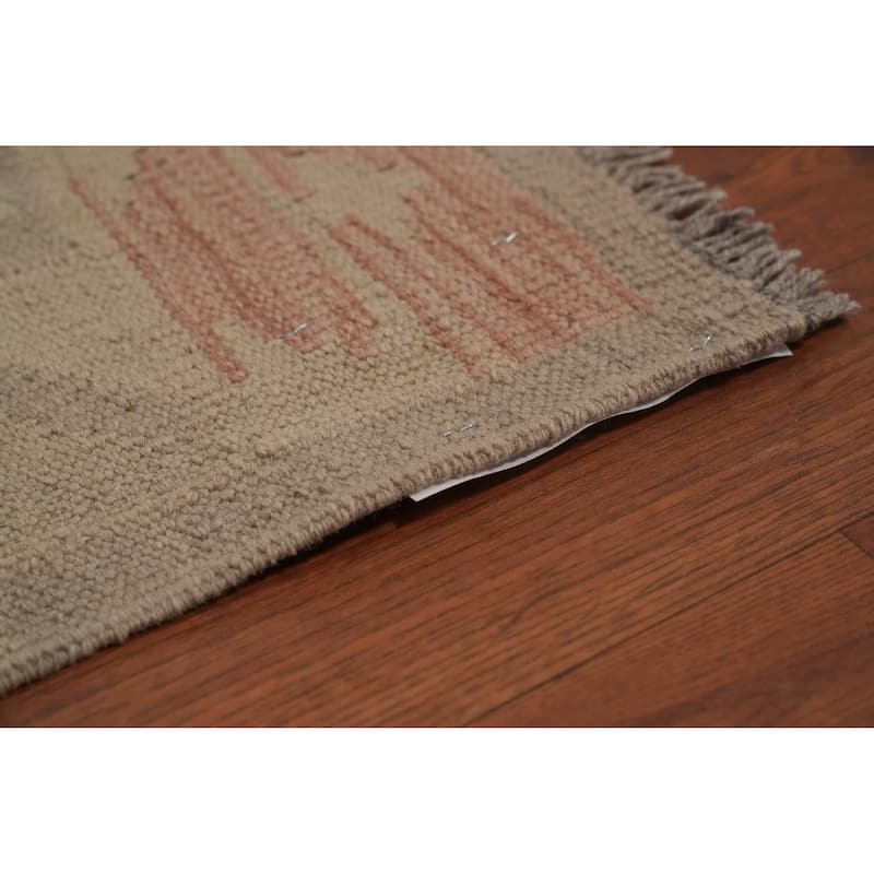 Hand Woven Oriental 100% Wool Carpet Southwestern Tribal Green Kilim Area Rug - 9' 9'' X 6' 9''