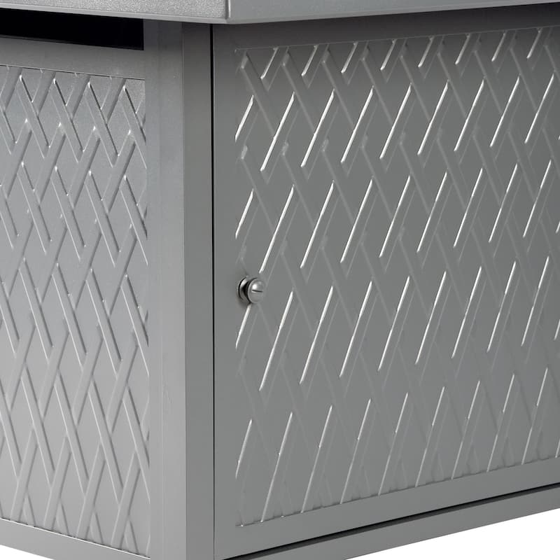 Rectangular 48 in. x 36 in. Aluminum Propane Fire Pit Table, Glass Beads, Two Covers, Lid, 57,000 BTUs - N/A