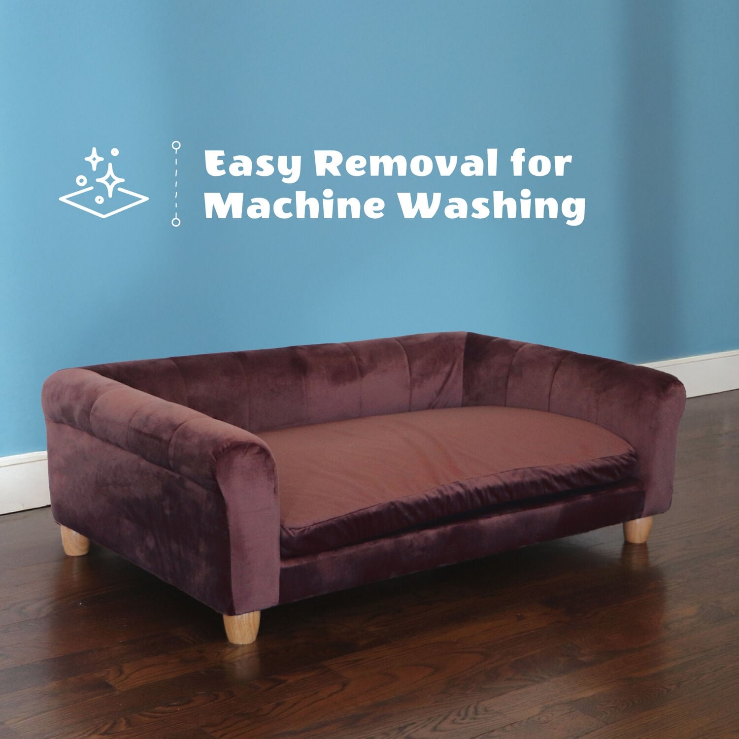 Critter Sitters Elegant Faux-Velvet Rectangle Pet Bed for