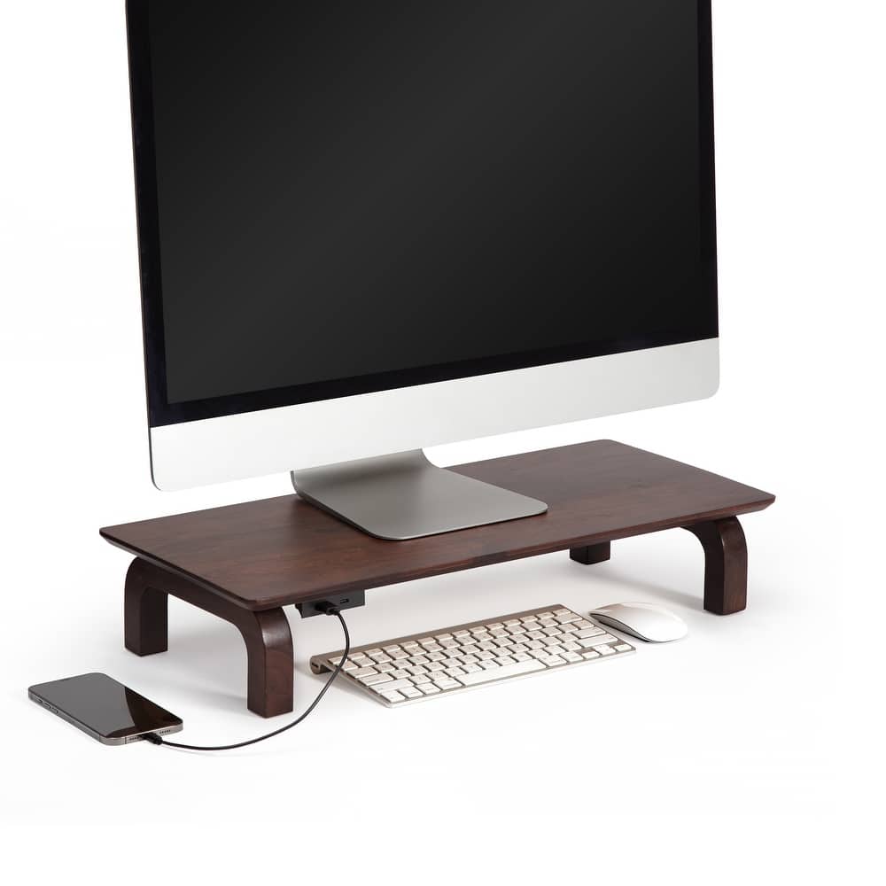 Jani Wood Monitor Stand Riser Desk - Ergonomic Design Stand, Desktop Organizer Table for Home, Office Workspace, Gaming Desk