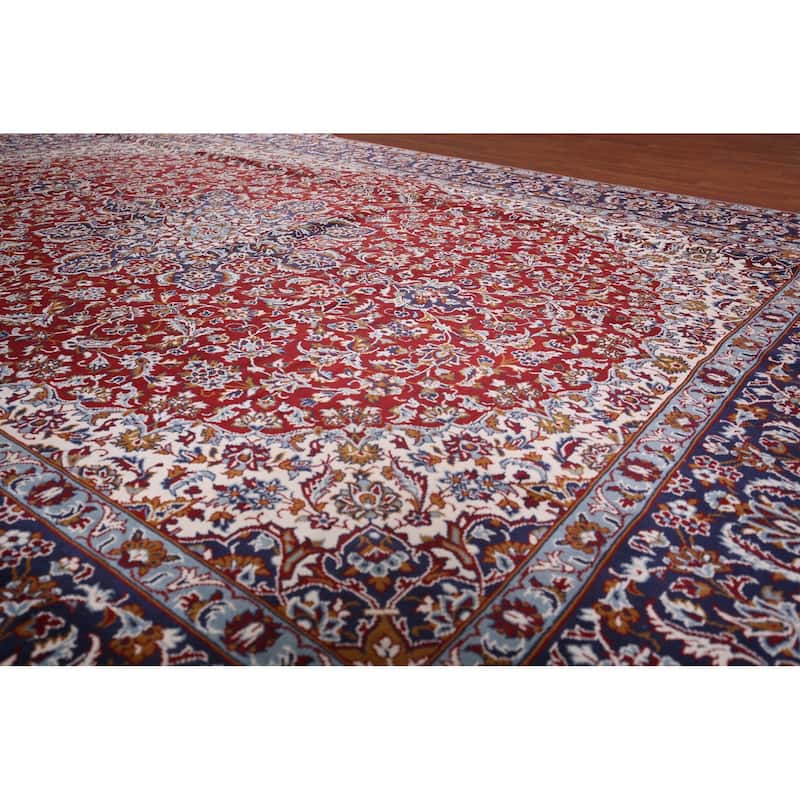 Traditional Red Kashan Turkish Rug Machine Made Dining Room Carpet - 9'7" x 12'10"
