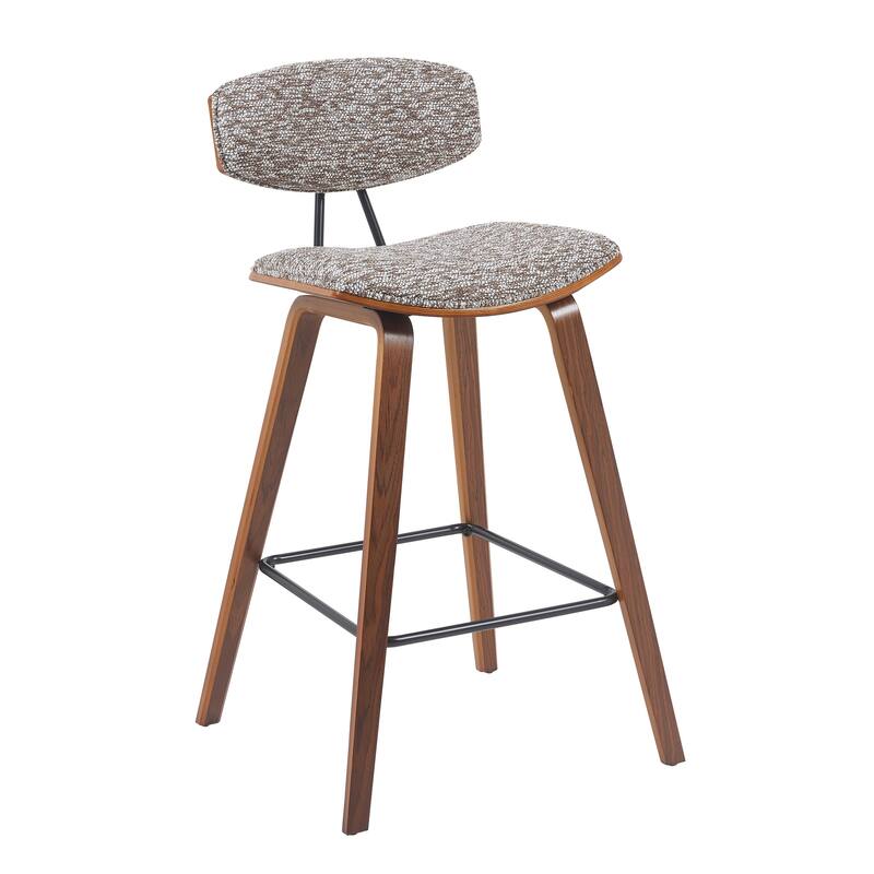 Fox Mid-Century Bar Stool, Upholstered Counter Height Chair with Bentwood Legs