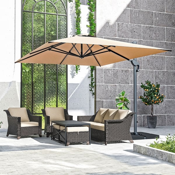 11 ft patio umbrella base BONOSUKI 11FT LED Cantilever Patio Umbrella Angle Adjustment w/Cross Base -  On Sale - Bed Bath & Beyond