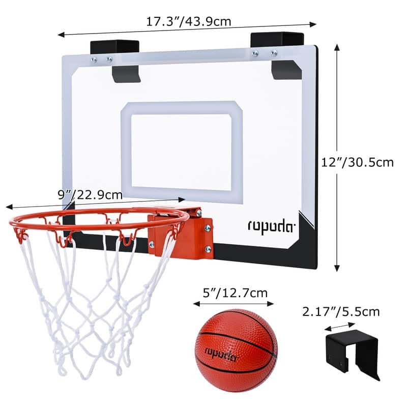 Mini Indoor Basketball Hoop Backboards for Teens & Adults, Mini Hoop for Kids with 4 Balls & Pump