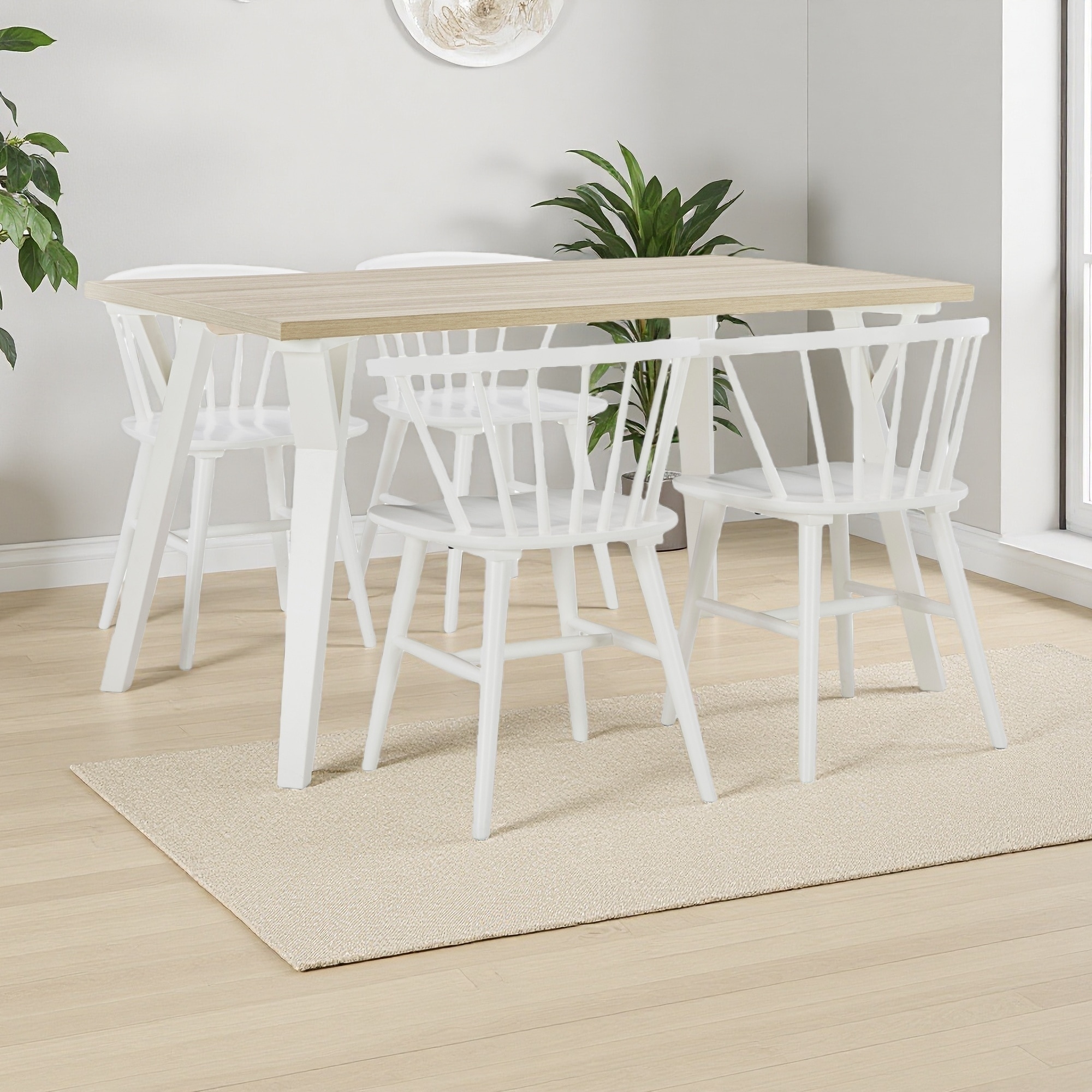 5-Piece Dining Set with Rectangular Table and 4 Comfortable Chairs