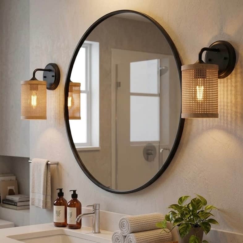 Azura Single-Light Wall Sconce with Rattan Shade