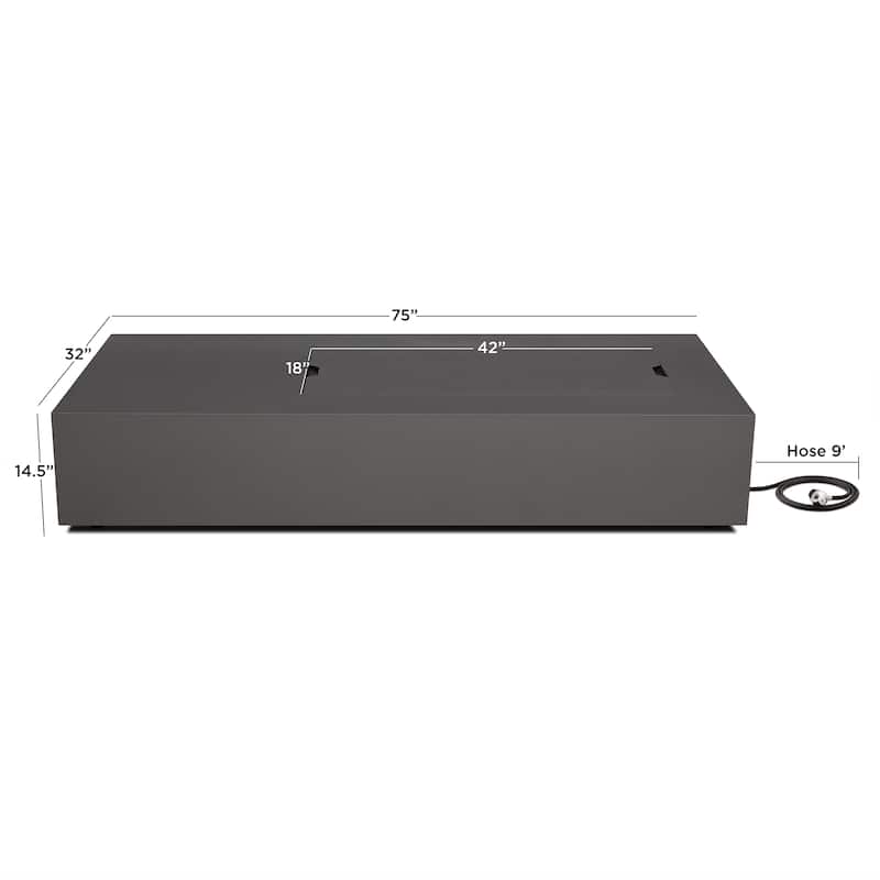 Aegean 75" Asymmetrical Rectangle Steel LP or NG Fire Pit Table