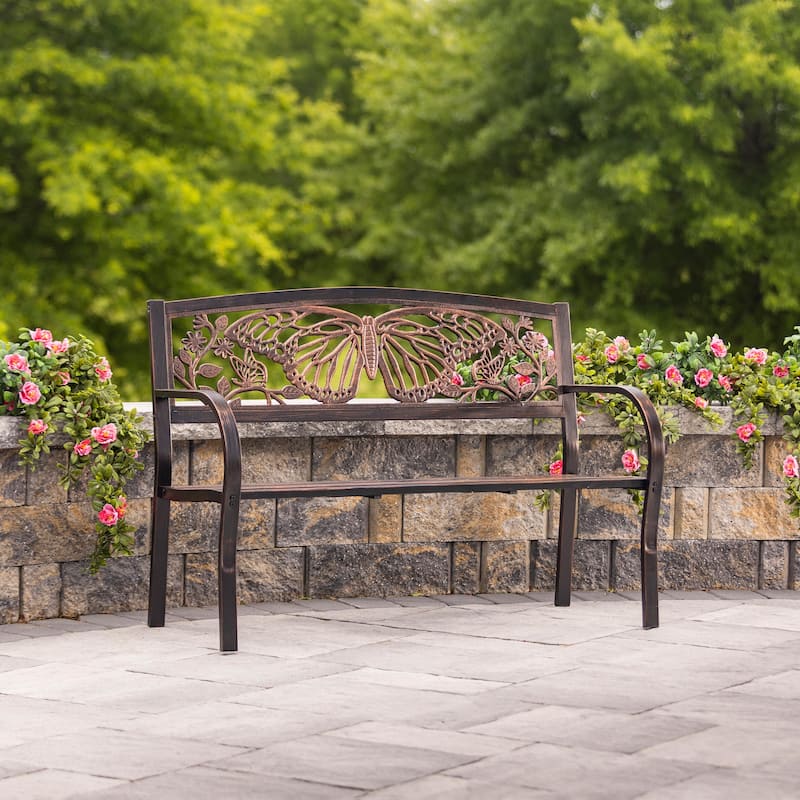 48 in. Butterfly Metal Garden Bench - 48 in