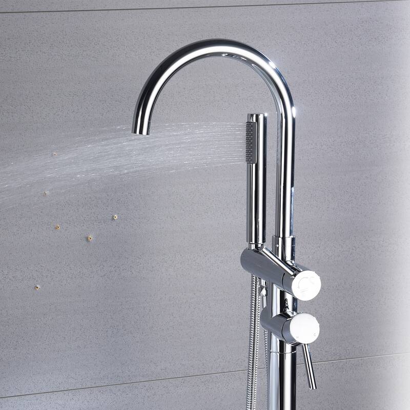 Floor Mount Bathtub Faucet Freestanding Tub Filler High Flow Shower Faucets with Handheld Shower