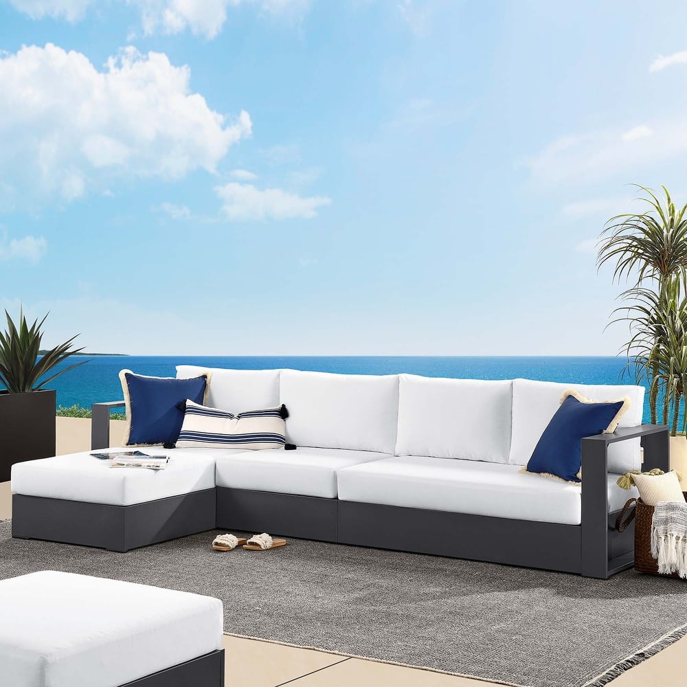 Tahoe Patio Aluminum 3-Piece Left-Facing Chaise Sectional Sofa Set