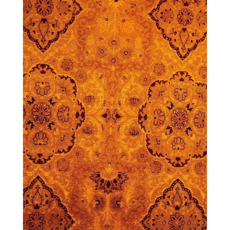 Overton Hand Knotted Wool Vintage Inspired Modern Contemporary Overdyed Yellow Area Rug - 8' 2" x 10' 2"