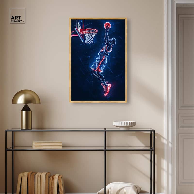 Shoot Some Hoops Neon Canvas by Art Remedy