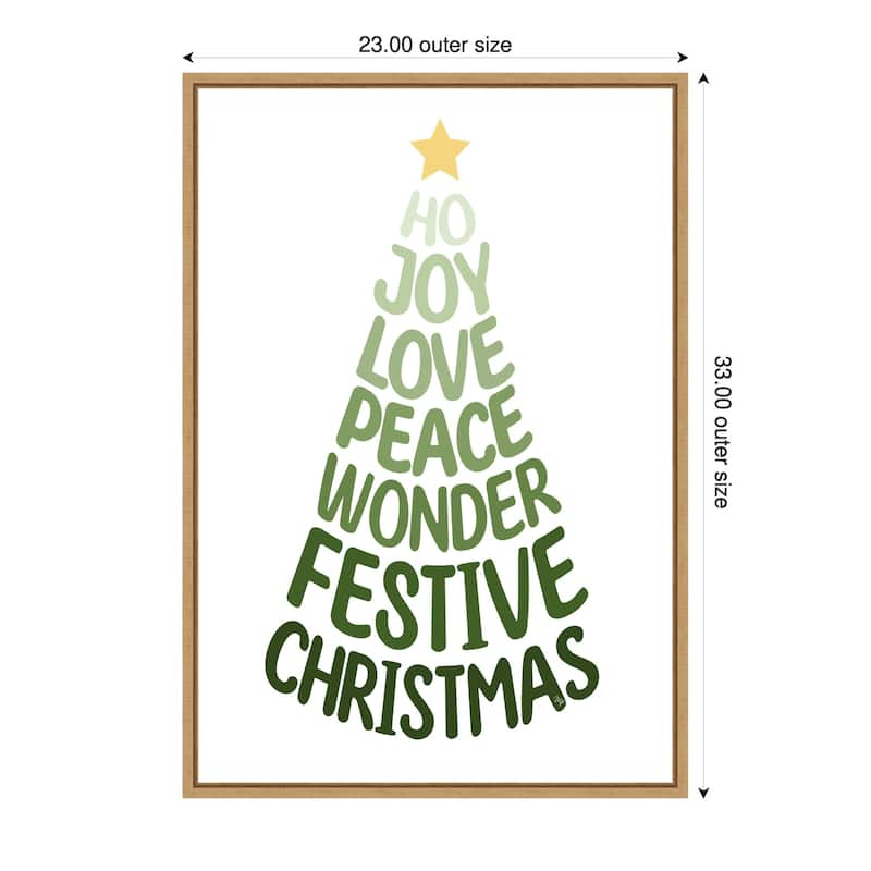 Stylized Christmas Tree by Martina Framed Canvas Wall Art Print - Natural
