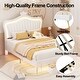 preview thumbnail 5 of 11, Full Upholstered Bed Frame w/ Crown Headboard & LED for Kids,White
