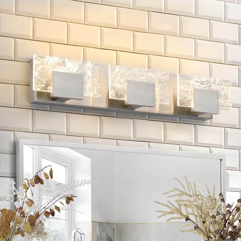 Modern Bathroom Vanity Light LED Dimmable Wall Sconce with UL Certified - 16 inches and above - 3-Light - Brushed Nickel