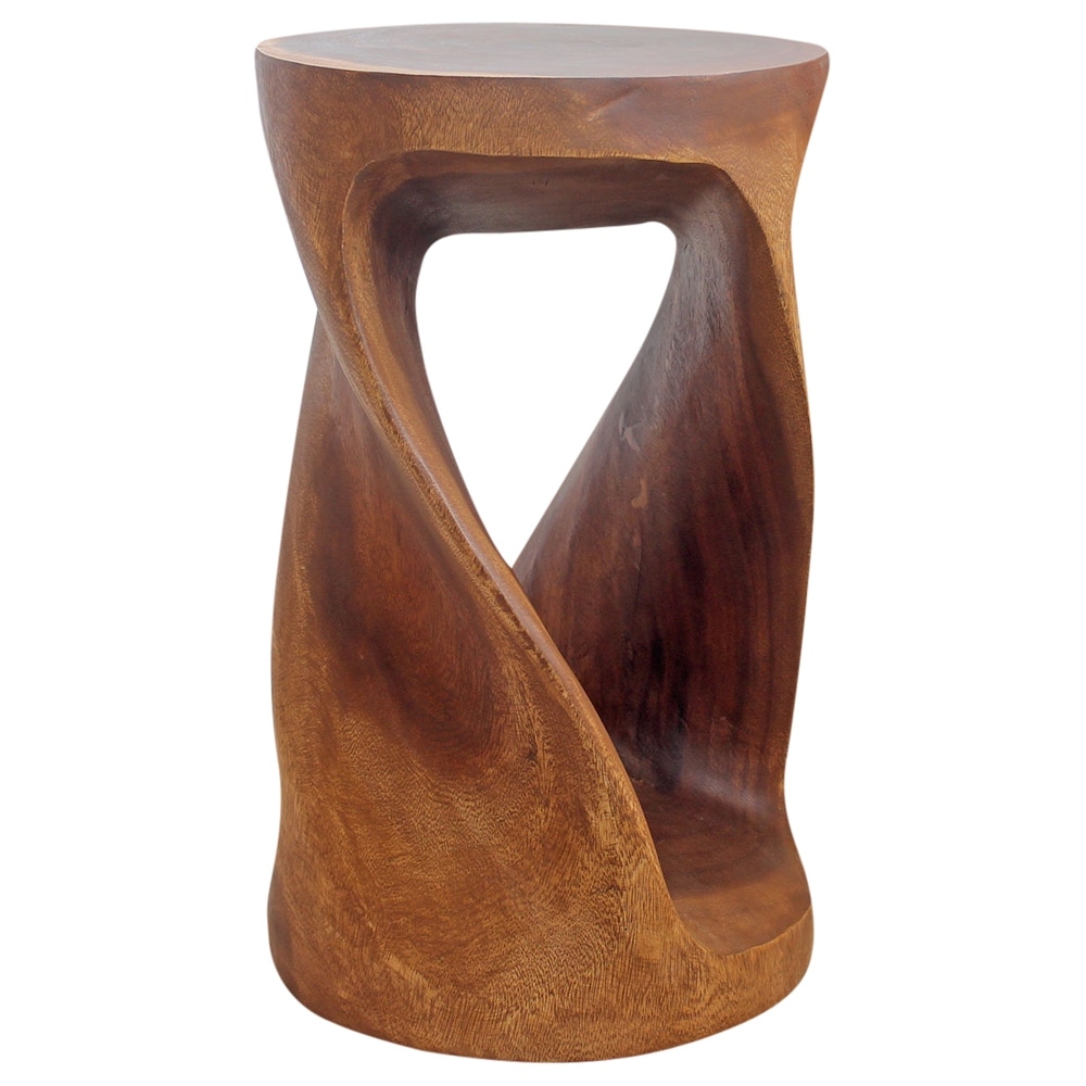 Haussmann Round Twist Solid Wood End Table - 14 in dia x 23 in H - Walnut - 14" x 14" x 23"